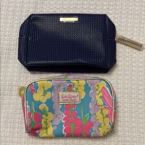 SET OF TWO ESTEE LAUDER make up bags cosmetic bags floral x Lilly Pulitzer